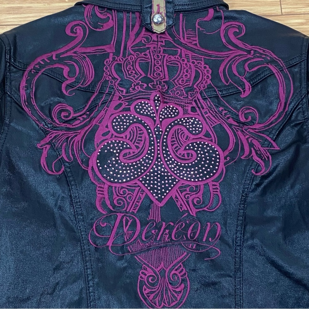 Dereon Beyonce Black Diamond Wash faux Leather Jacket Arctic Safari